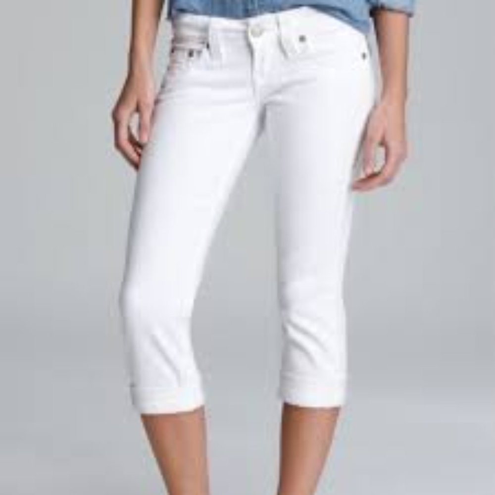 True Religion Lizzy white cropped denim jeans